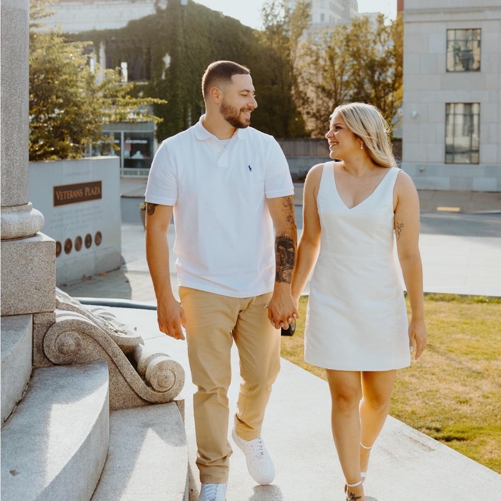 Lulus White Satin Dress with Bow